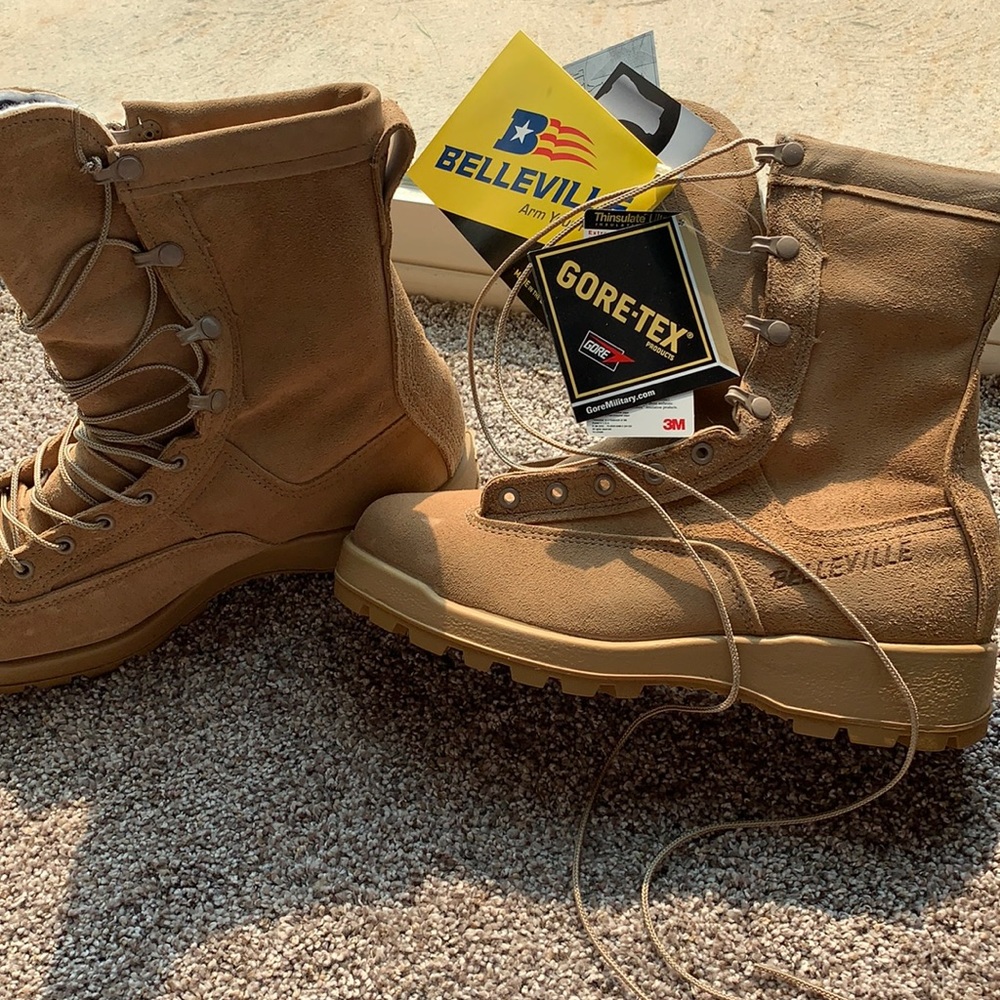 Steel toe tan boots